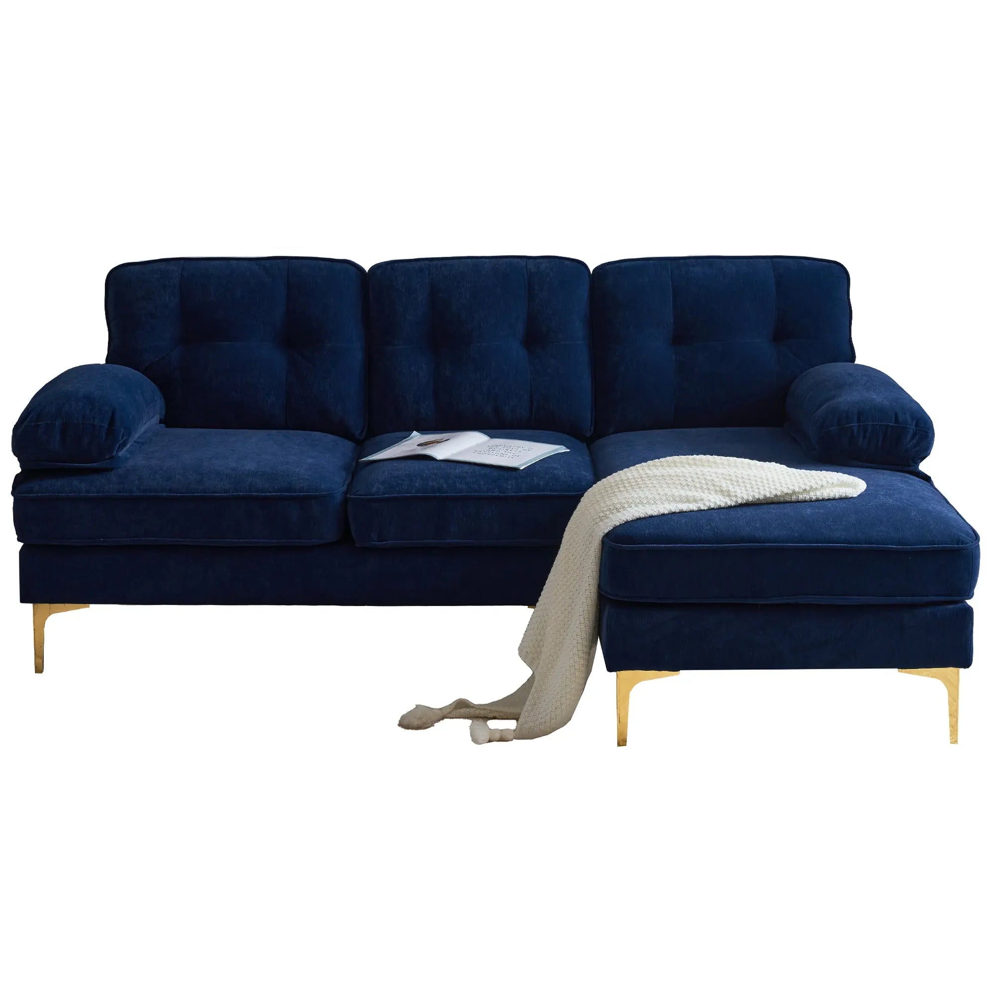 82.6' Modern Sectional Sofas Couches Velvet L Shaped Couches for Sangria Beech