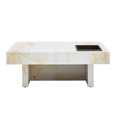 A Modern And Practical Coffee Table With Imitation Marble Patterns, Made Of MDF Material. The Fusion Of Elegance And Natural Fashion 31.4X 31.4X12 CJDropshipping