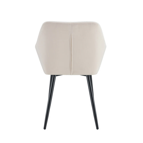 Leisure Modern Living Dining Room Accent Arm Chairs Club Guest With Strong Black Metal Legs, Set Of 2, TEDDY Fabric Beige CJDropshipping