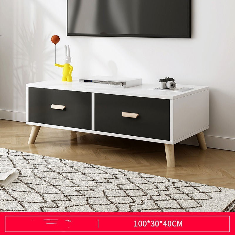 TV Cabinet Small Apartment Living Room Combination Retractable TV Cabinet Peach Maple