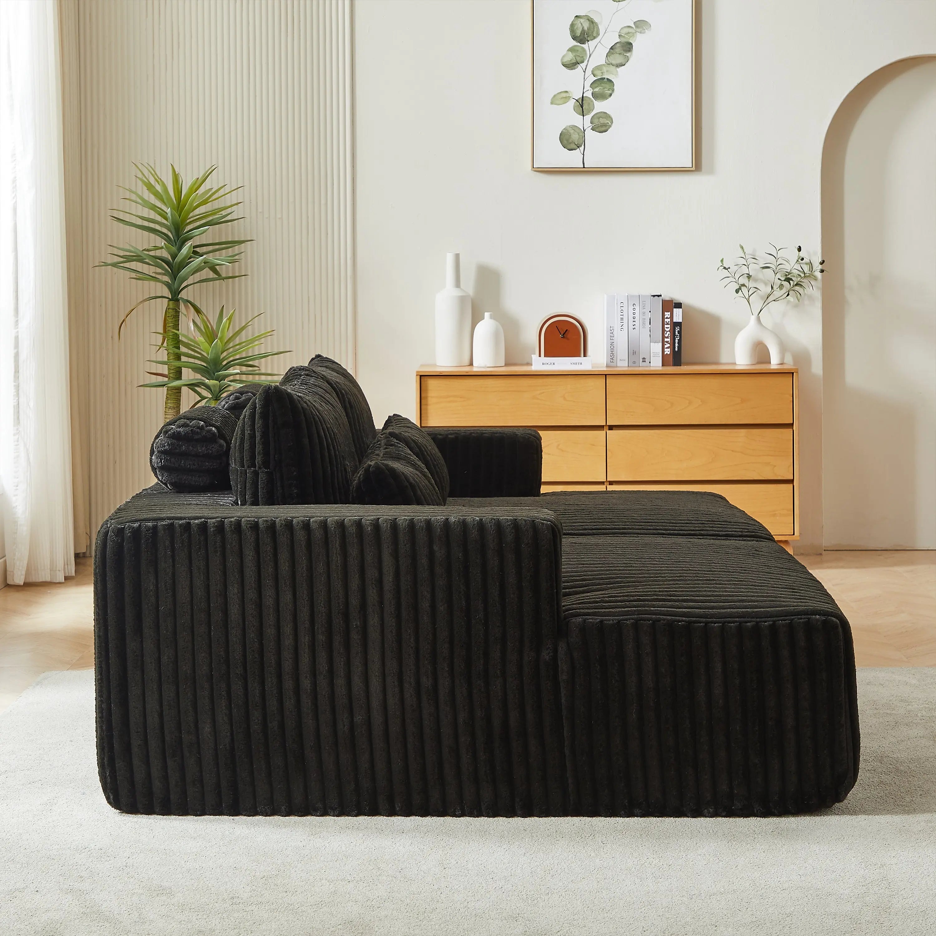 87" Oversized Sectional Lounge Chaise ,No Assembly Required,Cloud Sangria Beech