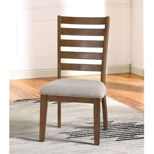 Transitional Set Of 2pc Side Chairs Walnut Light Gray Ladder Back Chairs Solid Wood Polyester Fabric Upholstered Padded Seat Dining Room Furniture CJDropshipping