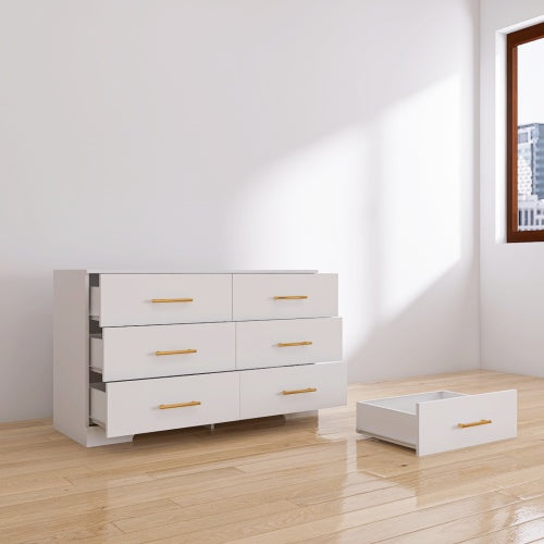 Large White Six Drawer Cabinet