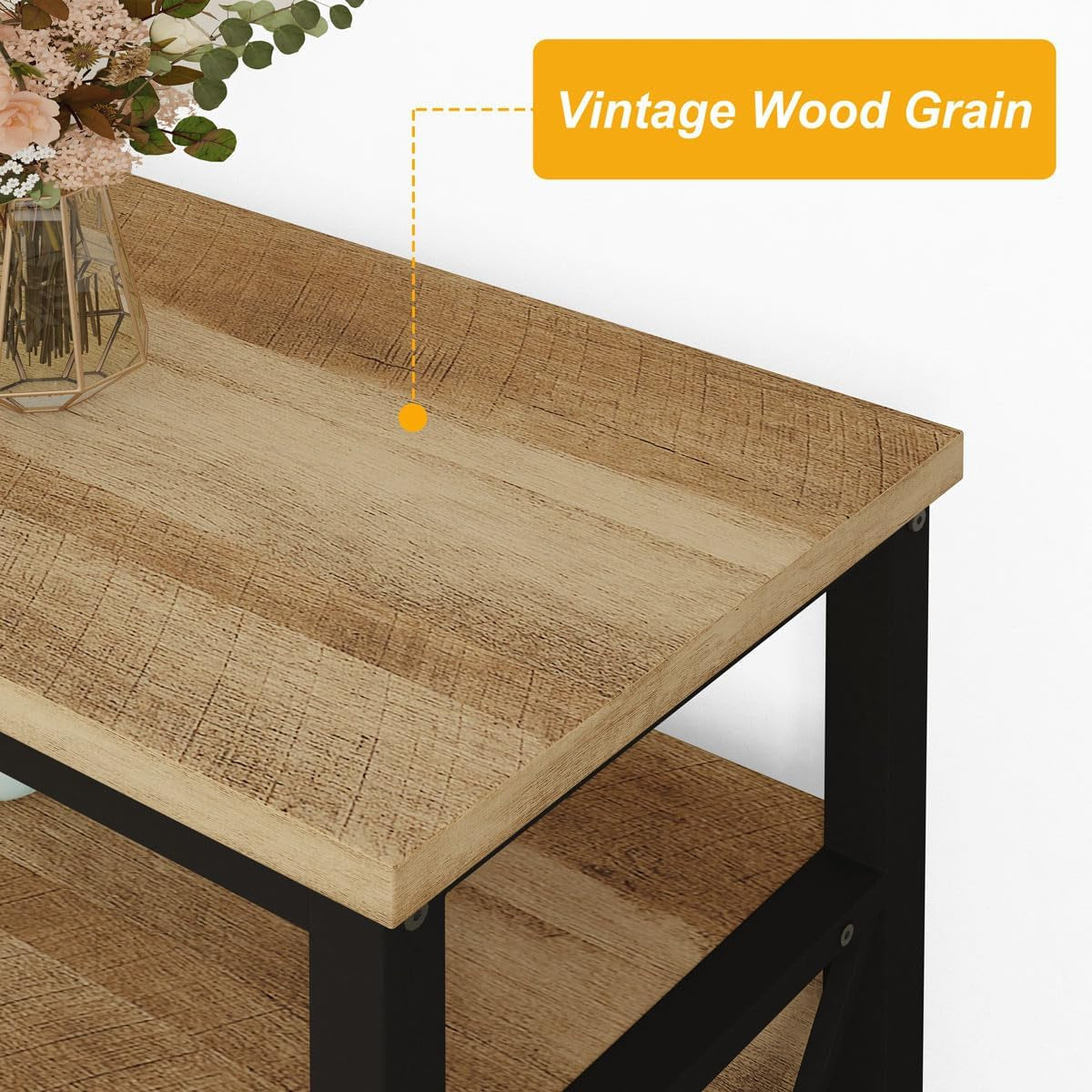 Tall TV Stand for 55-65" TVs, Storage Oak Peach Maple
