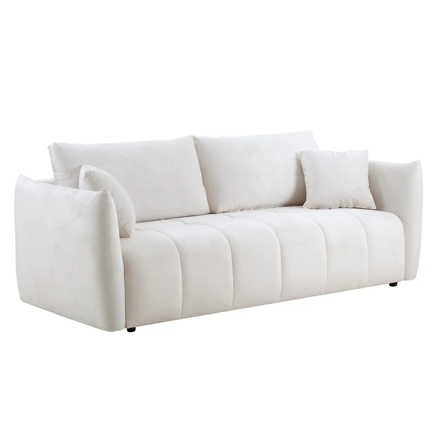 85'' Modern Fabric Sectional Couch Sofa 3 Seater Sofa with 3 Pillows Olive Phaedra