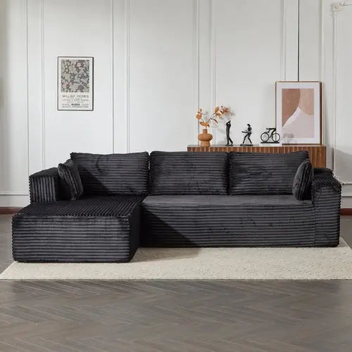 Compression Sectional Couch With Comfy Chaise, Boneless L Shape Sofa Crimson Medea