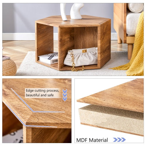 Hexagonal MDF Coffee Table, Characteristic Pattern Stickers, Multi-hole Design To Give More Storage Space, Simple And Convenient Design Makes It Suitable For All Kinds Of Style Scenes