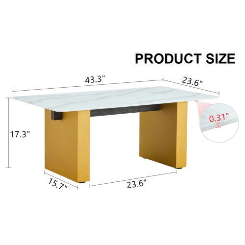 Modern Minimalist Tempered Glass With Sticker Desktop Coffee Table And Dining Table, Paired With Golden MDF Decorative Columns. Computer Desk. Game Table. CT-1546 CJDropshipping