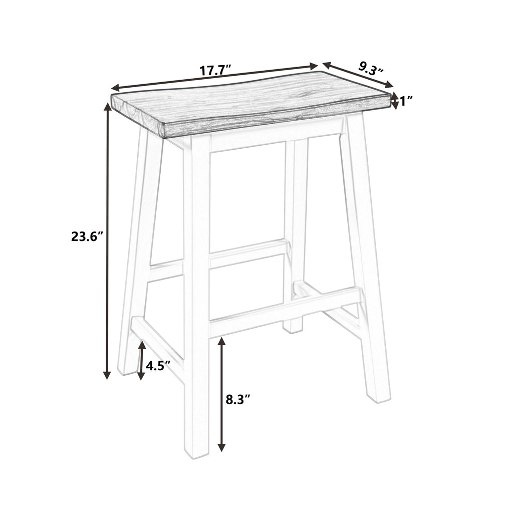 TOPMAX Farmhouse 2-Piece Counter Height Wood Dining Stools, Walnut