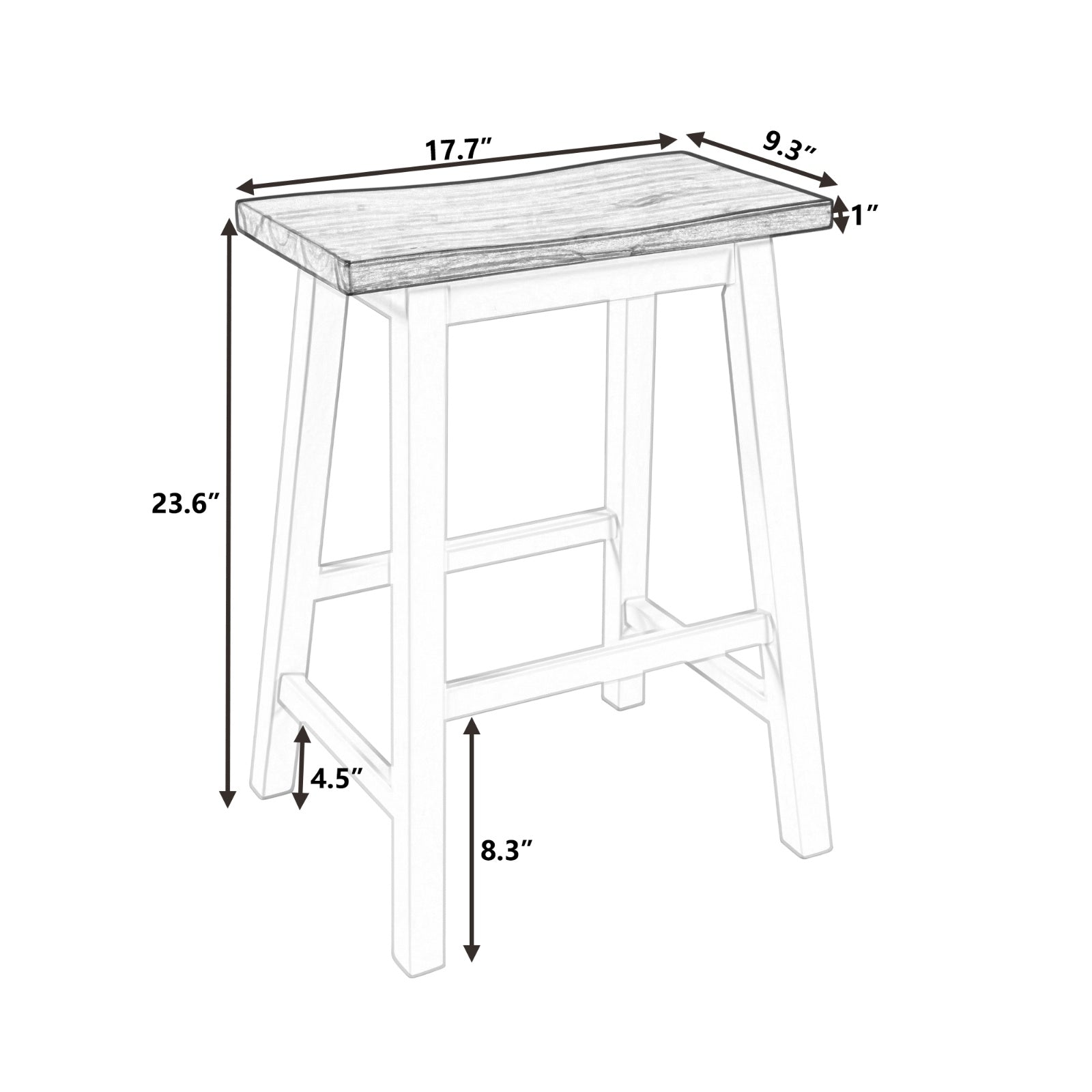 TOPMAX Farmhouse 2-Piece Counter Height Wood Dining Stools, Walnut