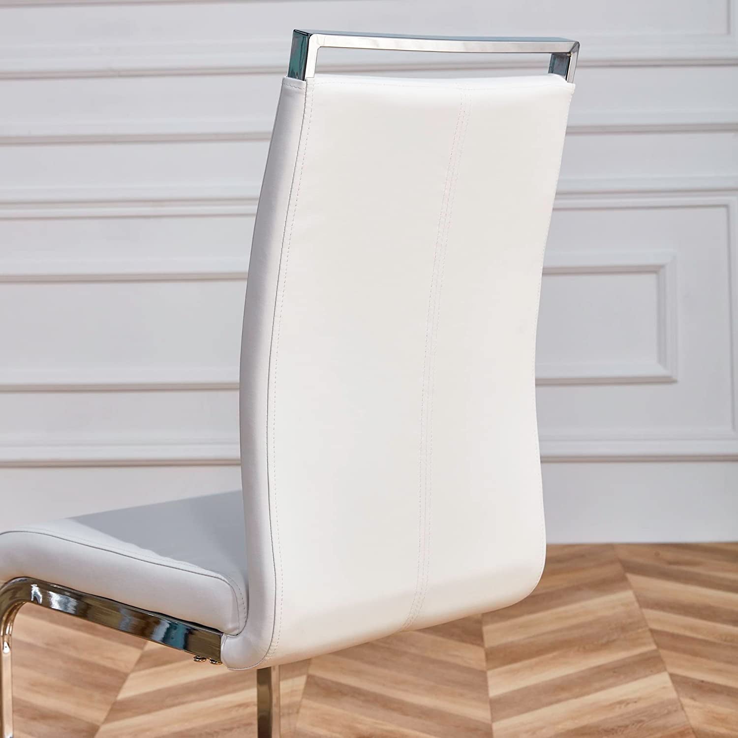 Dining Chairs Set of 4 with Faux Leather Padded Seat High Back and