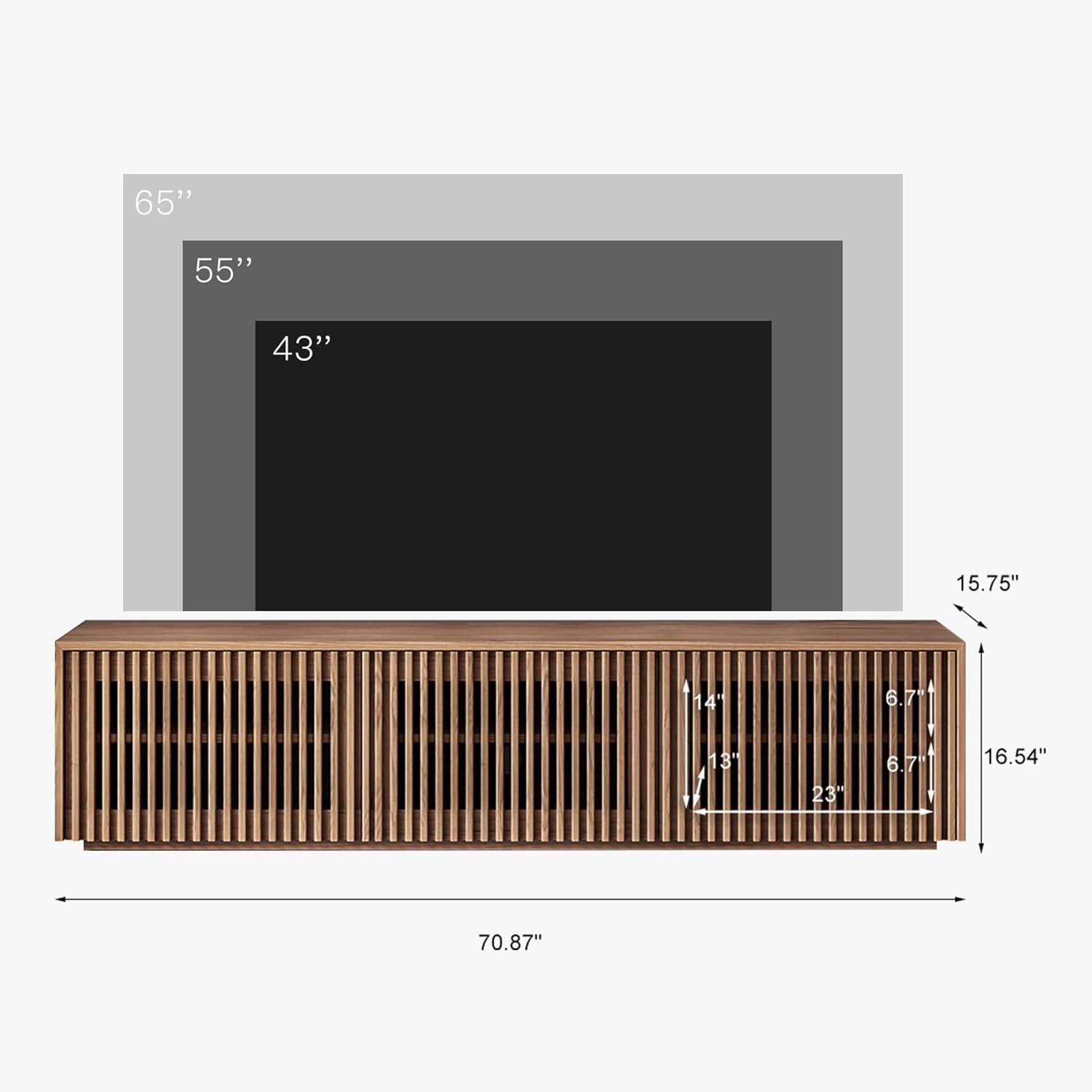 Mid Century Modern TV Stand, Solid Wood Media Console for 65 Inch TV, Peach Maple