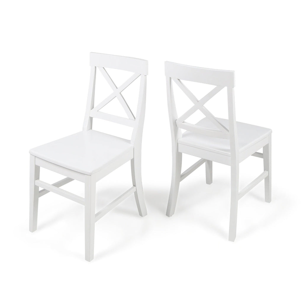 Acacia Wood Dining Chairs, White CJDropshipping