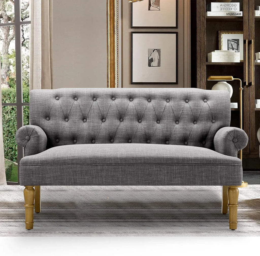 Beige Loveseat Sofa for Living Room Peach Maple