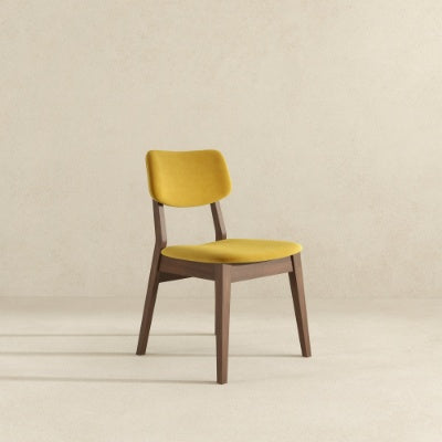 Carlos Dark Yellow Velvet Solid Back Side Chair  Set Of 2  Kitchen Living Room Padded Chairs Armless Design With Solid Wood Legs