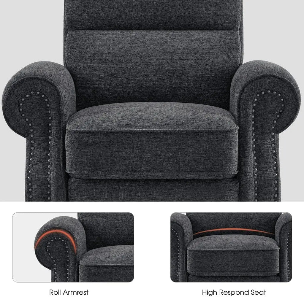 Pushback Recliner Chair, Chenille Upholstered Accent Chairs, Peach Maple