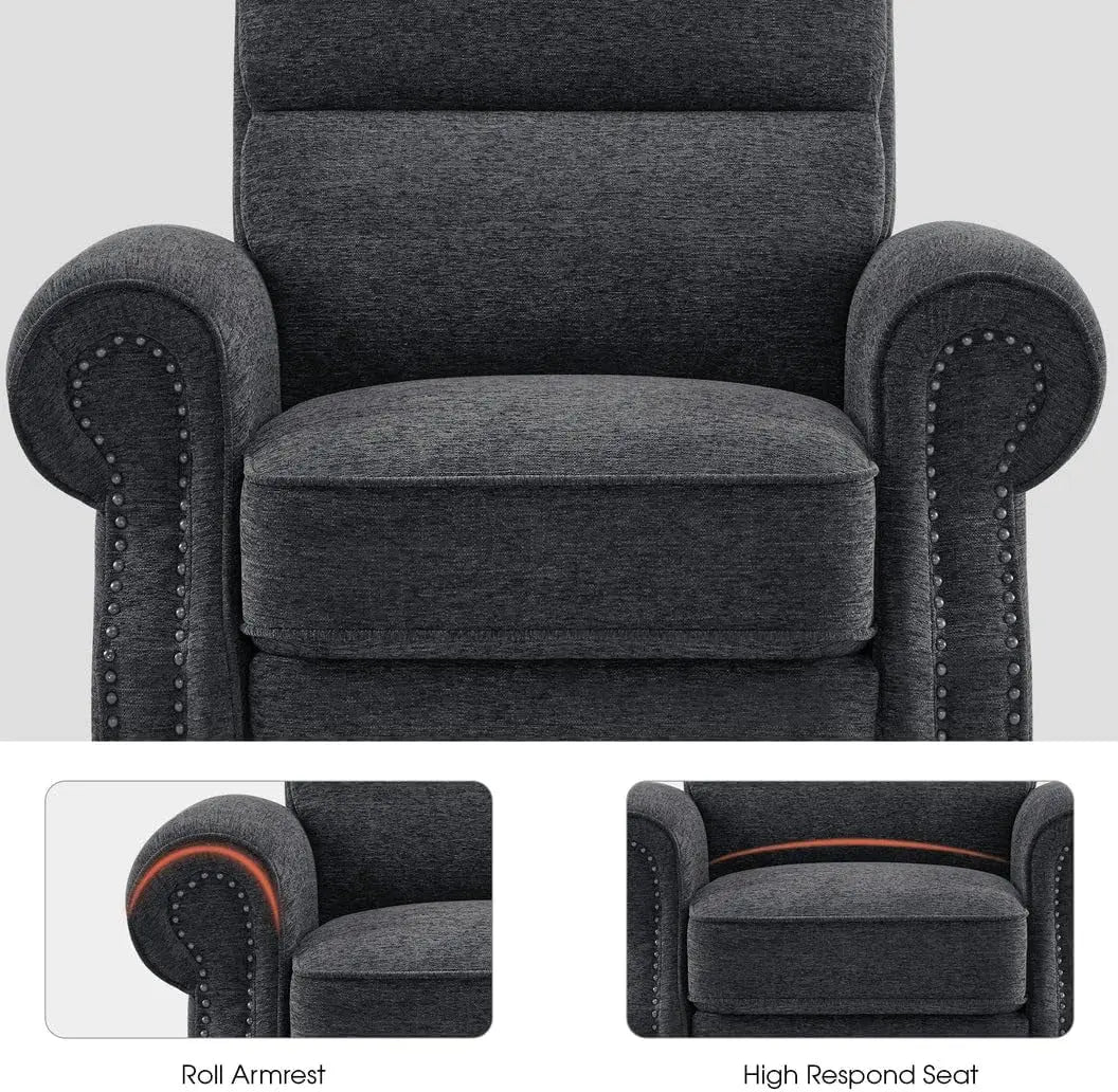 Pushback Recliner Chair, Chenille Upholstered Accent Chairs, Peach Maple