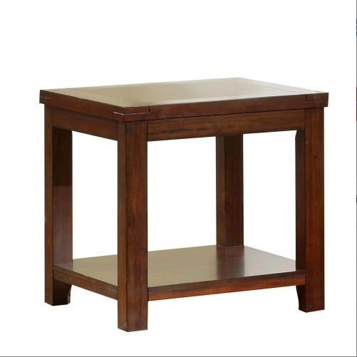 End Table Dark Cherry Open Shelf Natural Wood Grain Design 1pc Table