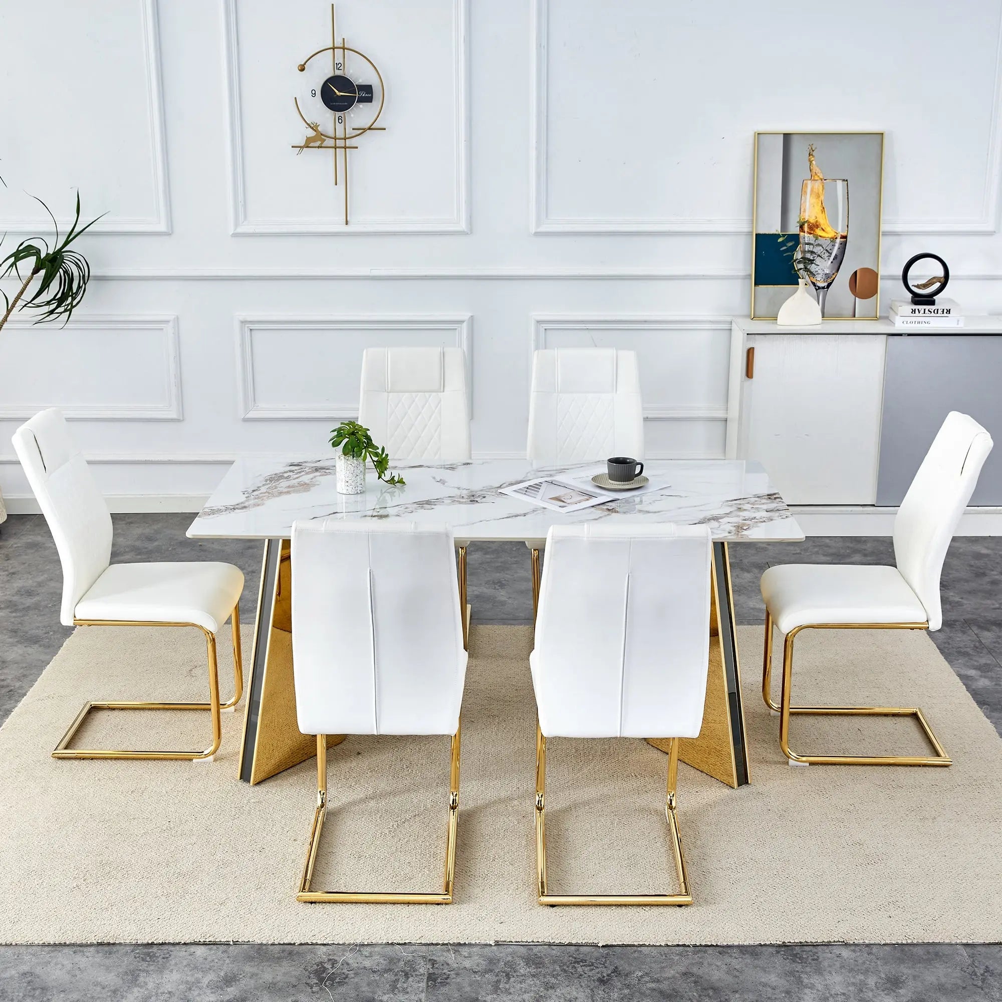 Table and chair set.63'x31.5x30' Luxurious Cold Jade Patterned Sangria Beech
