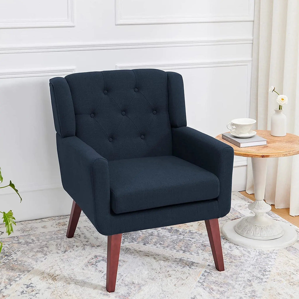 Comfy Button-Tufted Accent Chairs for Living Room Peach Maple