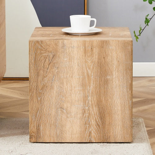 Elevate Your Living Space With This Square Modern MDF Coffee Table That Showcases Smooth, Light Wood Color Texture Patterns. It Is Characterized By Stylish Design.15.7x15.7x15.7 CJDropshipping
