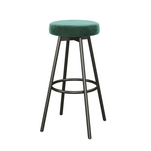 Modern Glam Upholstered Faux Velvet Bar Stool Emerald