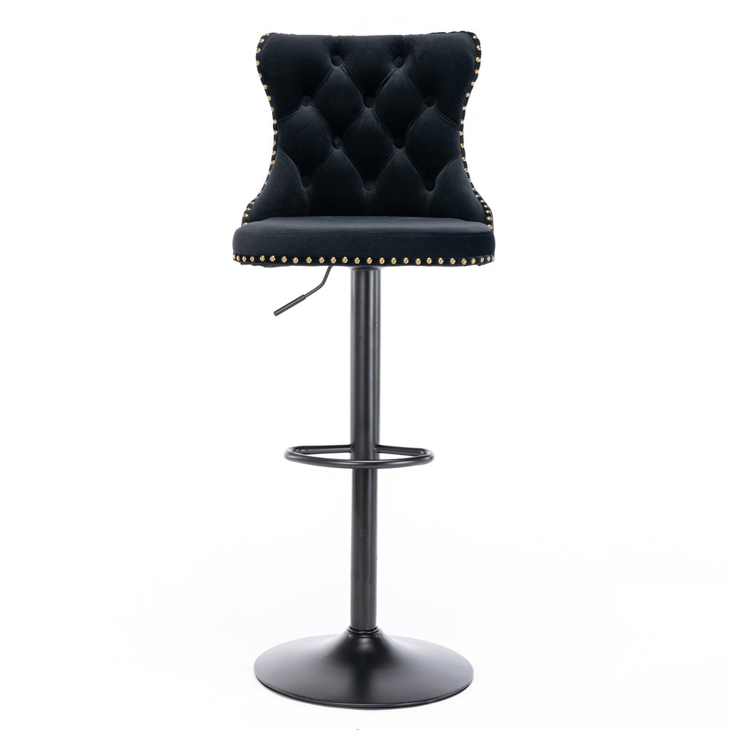 A A Swivel Velvet Barstools Adjustable Seat Height 25-33, Modern, 17.7  Base