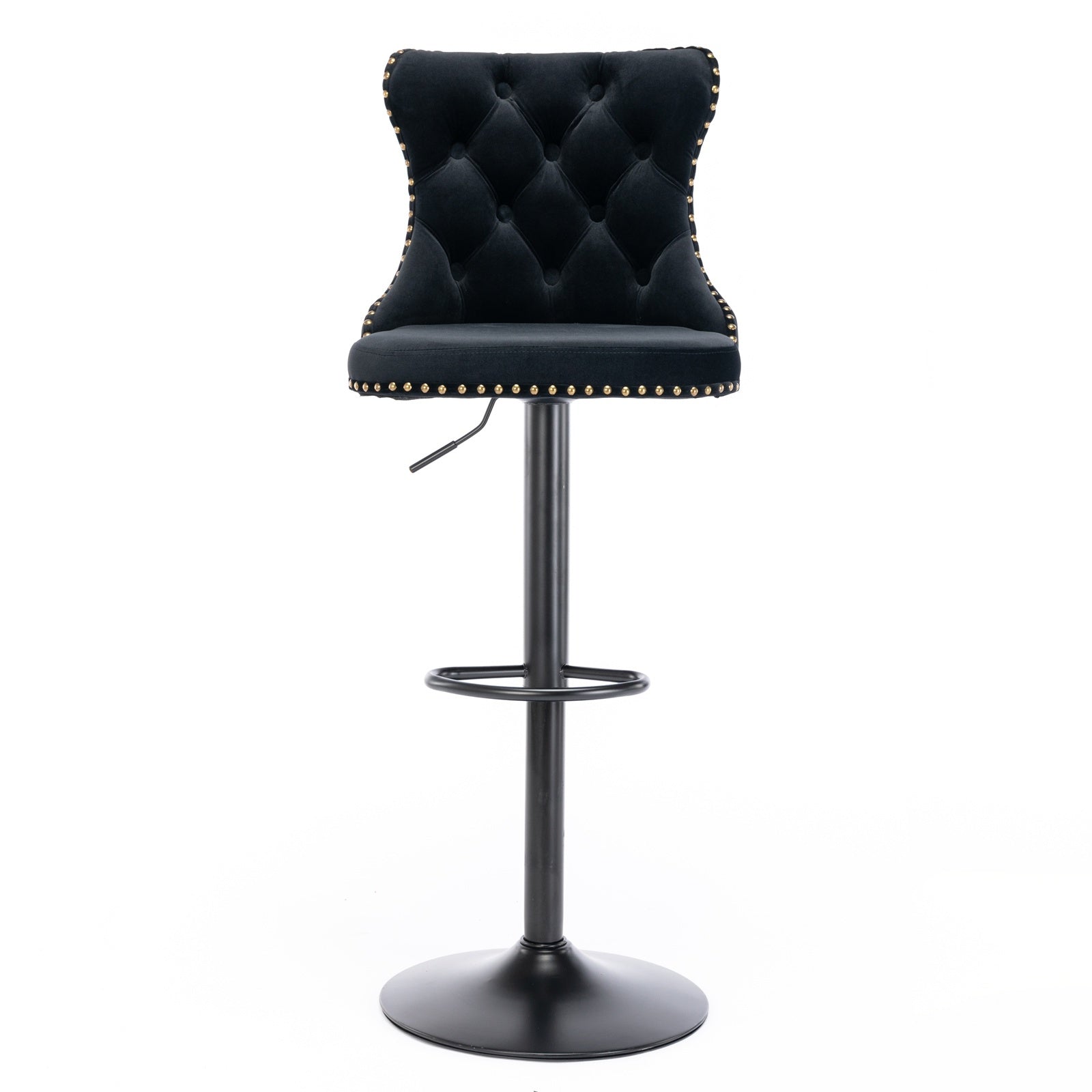A A Swivel Velvet Barstools Adjustable Seat Height 25-33, Modern, 17.7  Base