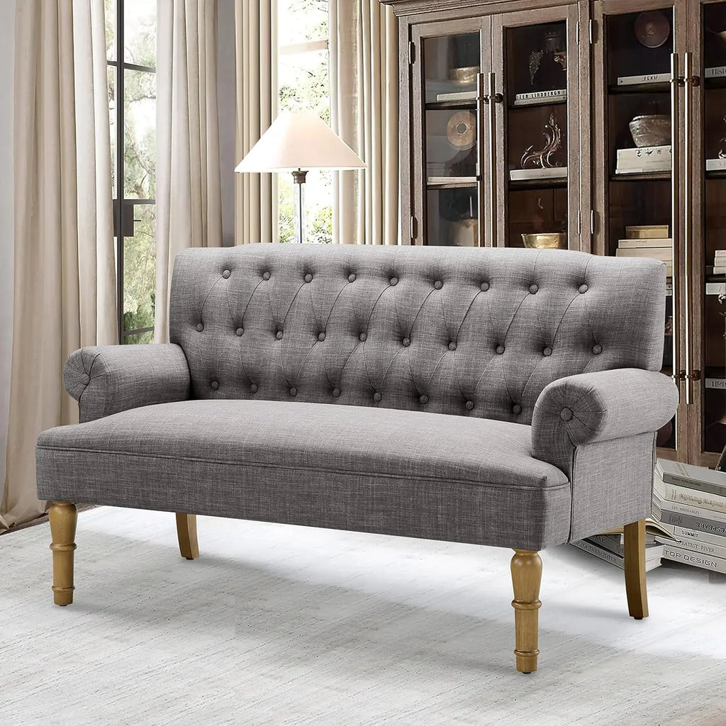 Dove Gray Loveseat Sofa for Living Room Peach Maple