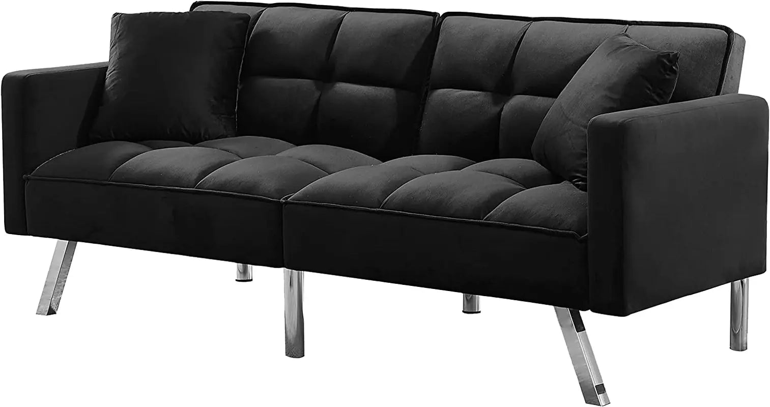 Adjustable Loveseat Sofa Bed with Metal Legs Peach Maple