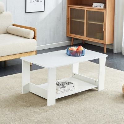 Modern Minimalist Walnut Colored Double Layered Rectangular Coffee Table ,tea Table.MDF Material Is More Durable,Suitable For Living Room, Bedroom, And Study Room.19.6x35.4x16.5  CT-16 CJDropshipping