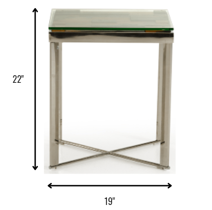 22inches Mosaic Wood  Steel  and Glass End Table