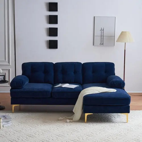 82.6' Modern Sectional Sofas Couches Velvet L Shaped Couches for Sangria Beech