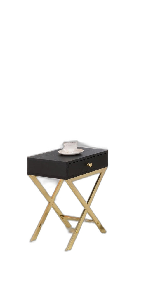 Sleek White and Brass End or Side Table Jade