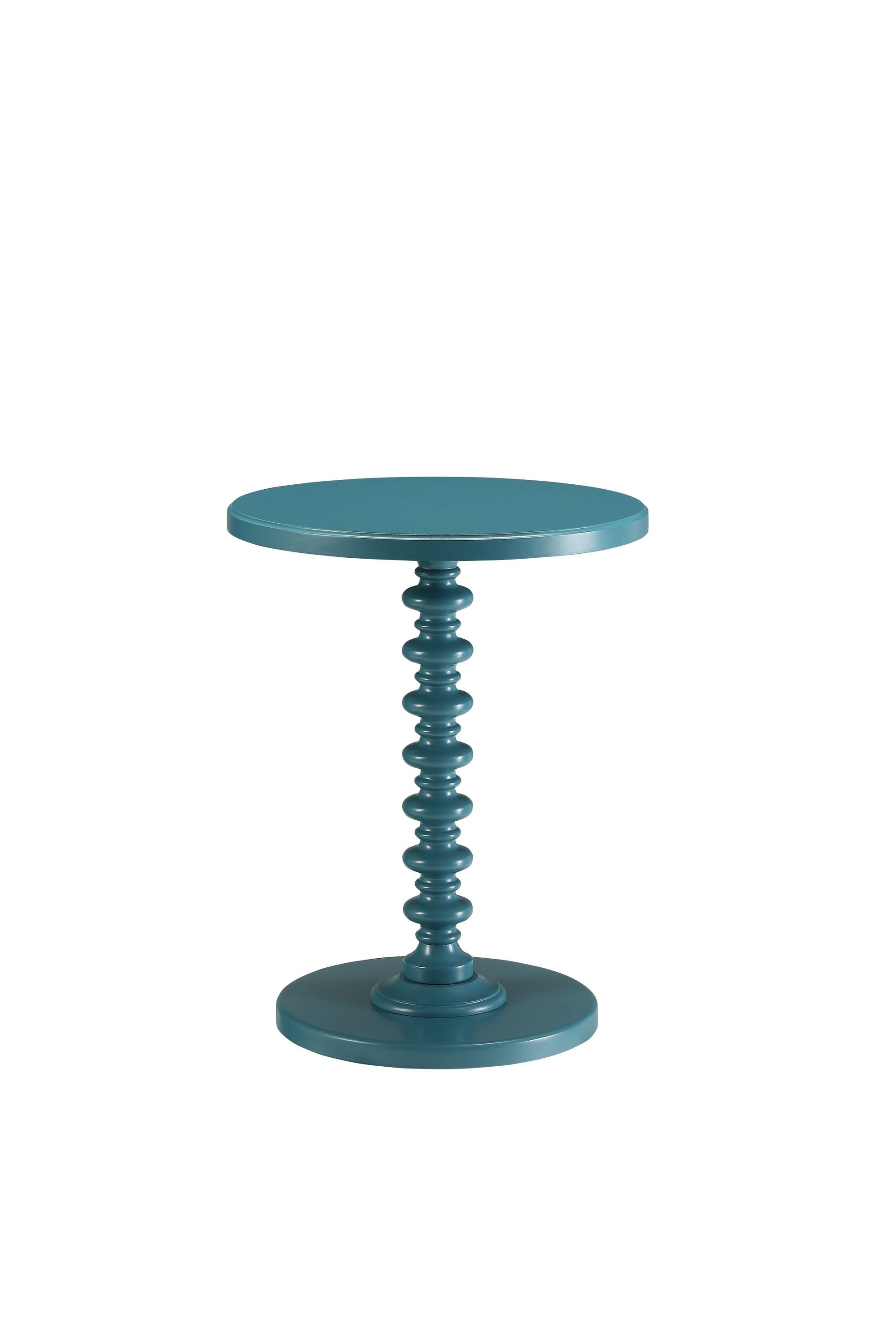 Fun Teal Wood Pedestal End Table Jade