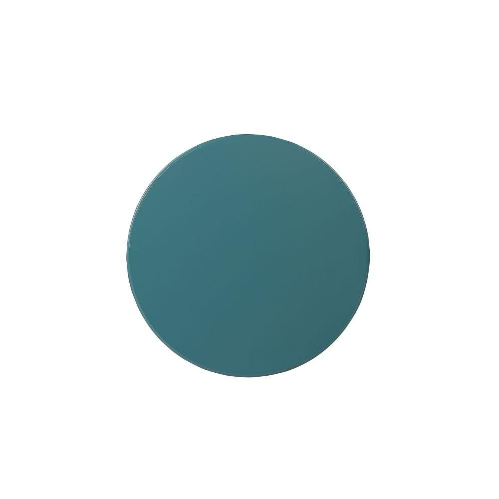 Fun Teal Wood Pedestal End Table Jade