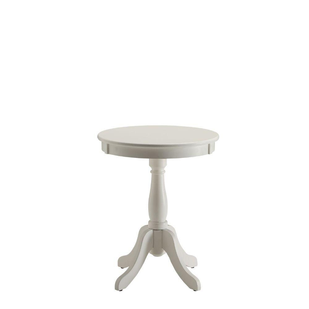 Cottage White Wood Pedestal Side or End Table Jade