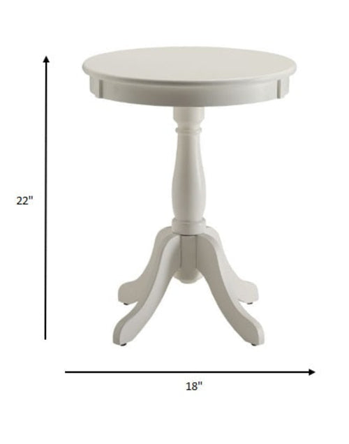 Cottage White Wood Pedestal Side or End Table Jade