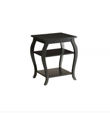 Black Finish Bow Leg Square End Table Jade