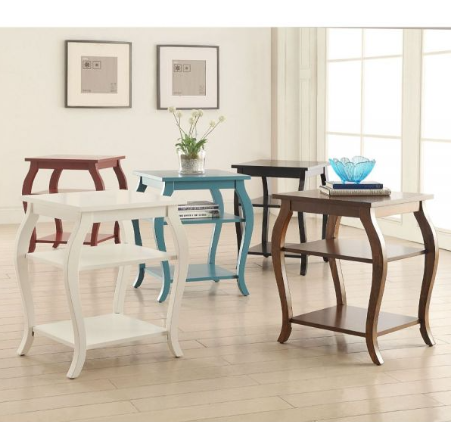 Black Finish Bow Leg Square End Table Jade