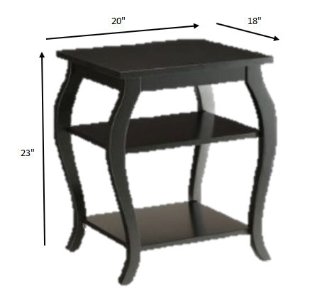 Black Finish Bow Leg Square End Table Jade