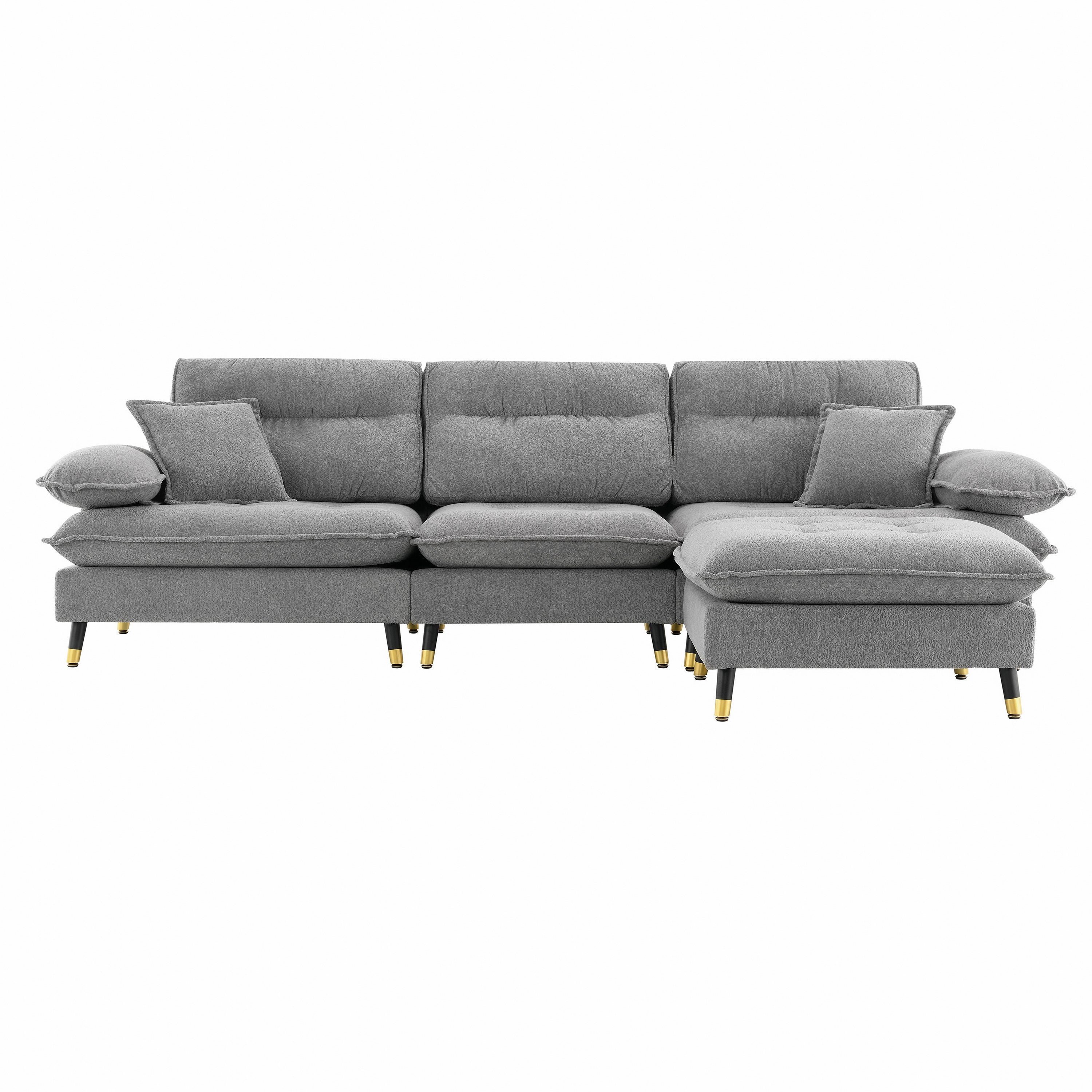 106*66.5" L shaped Convertible Sectional Sofa,4 Seat Tufted Couch Set