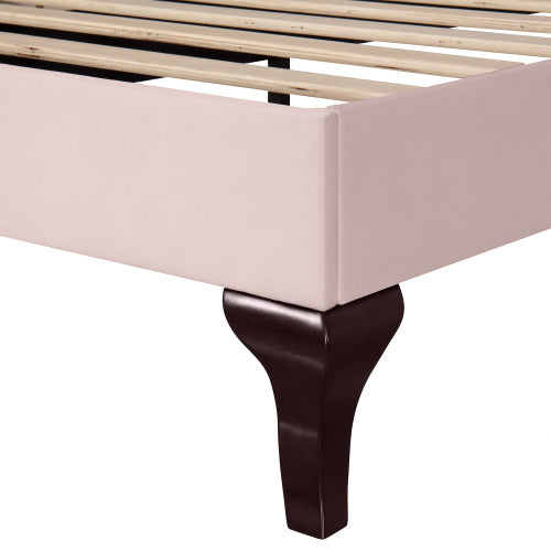 Upholstered Bed 90X190 With Slatted Frame And Headboard, Upholstered Bed With Height-adjustable Headboard, Youth Bed, Single Bed, Wooden Slat Support, Easy Assembly, Velvet, Pink