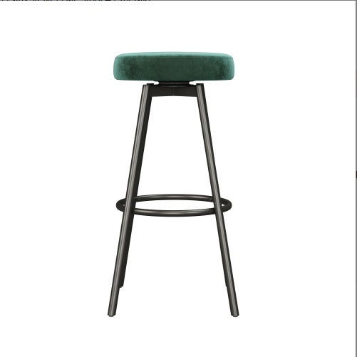 Modern Glam Upholstered Faux Velvet Bar Stool Emerald