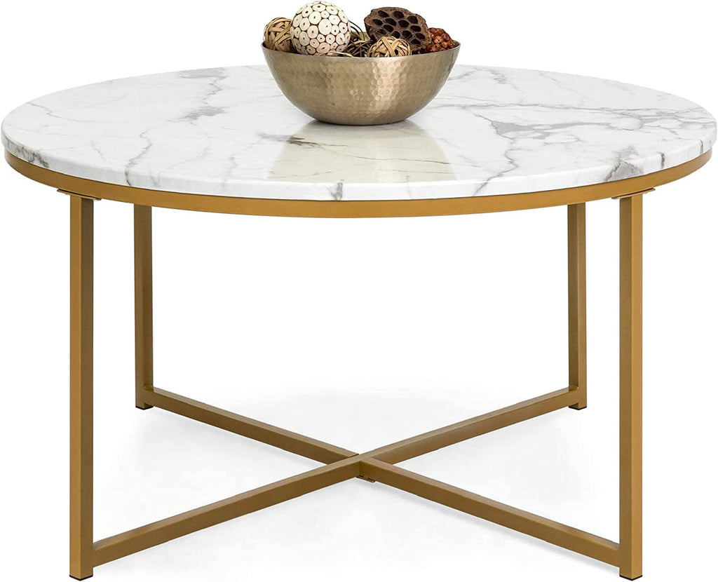 Round Coffee Table, Modern Boho Home Décor Peach Maple