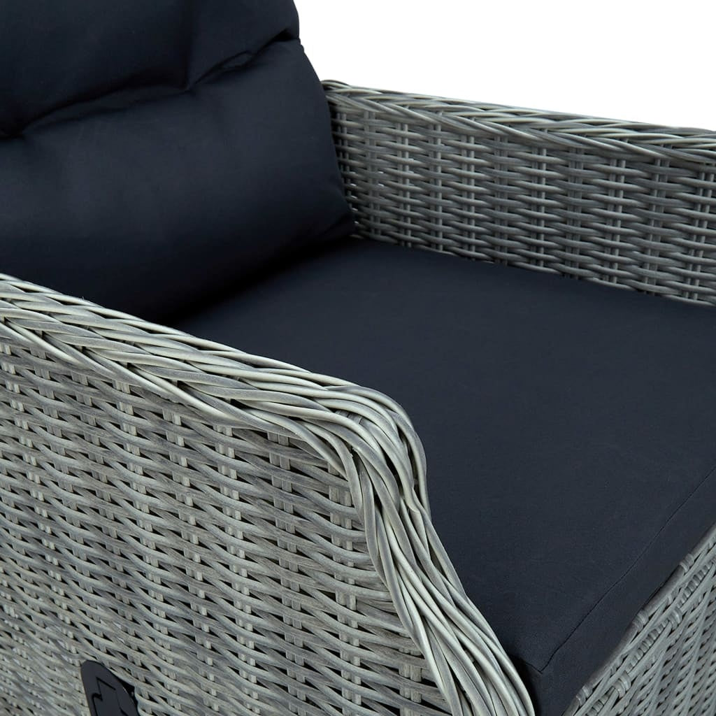 Adjustable Garden Chair with Cushions Poly Rattan Light Grey