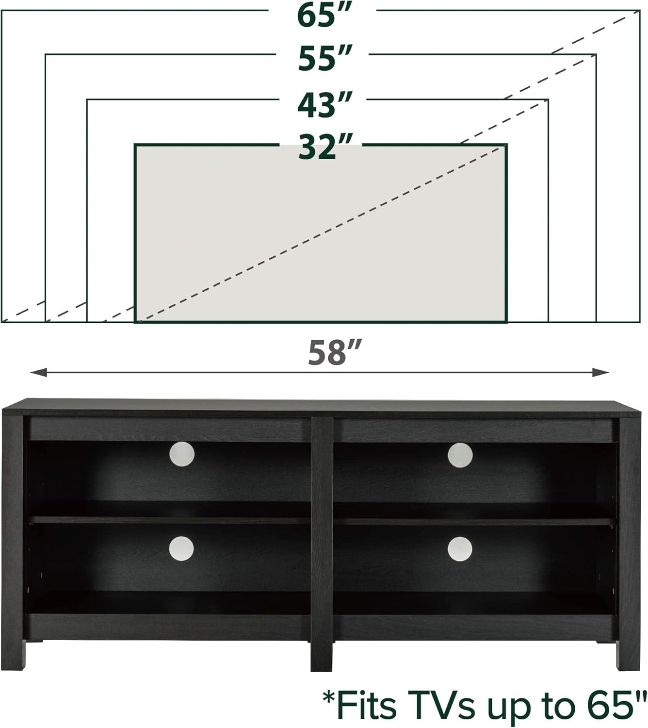 Camden TV Stand for Tvs up to 65", Contemporary Entertainment Center Peach Maple