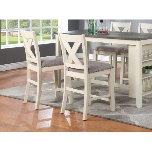 Modern Contemporary Dining Room Furniture Chairs Set Of 2 Counter Height Chairs Light Wooden High Chair X Back Design Cushion Seat CJDropshipping