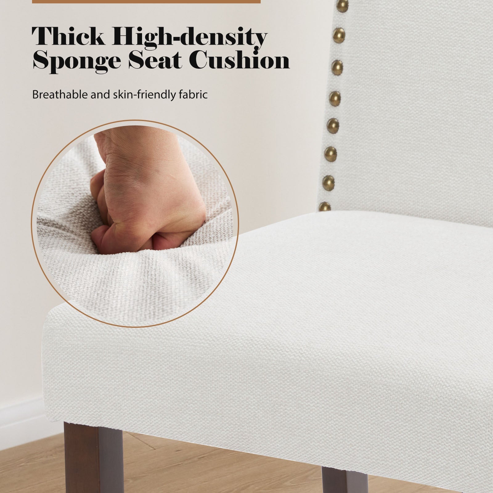 Modern Armless Dining Chairs With Upholstered Fabric,Nailhead Trim And Wood Legs CJDropshipping