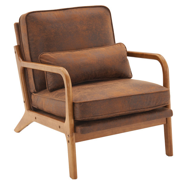 Armrests, Single Lounge Chair, Oak, Upholstered, Foil Stamping Cloth, Orange, Interior Lounge Chair, N101